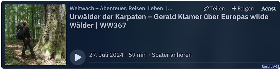 Cover von dem Podcast Weltwach mit Gerald Klamer zu den Urwäldern der Karpaten WW367